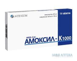 АМОКСИЛ-К 1000 таблетки, в/плів. обол. по 875 мг/125 мг №14 (7х2)