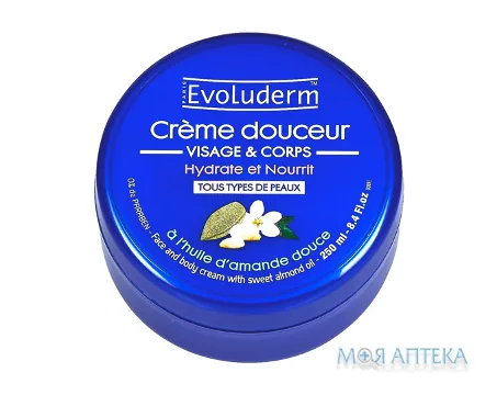 Еволюдерм (Evoluderm) Крем для обличчя та тіла для всіх типів шкіри з мигдальним молоком 250 мл