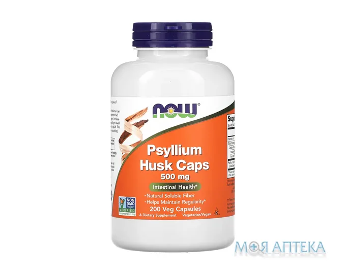 NOW (Нау) Psyllium Husk (Псиліум) веганські капсули 500 мг №200