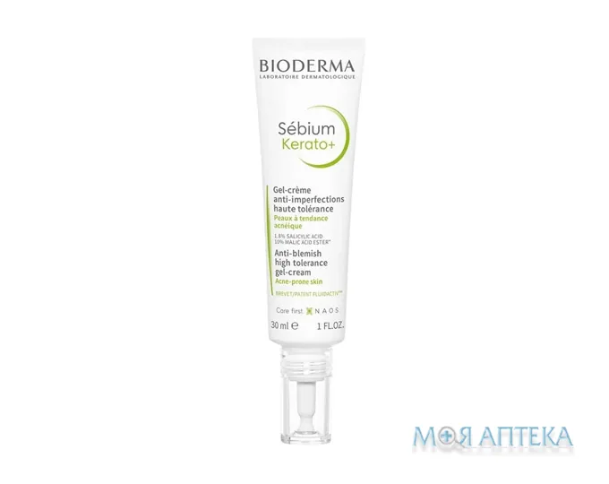 Біодерма Себіум Керато+ (Bioderma Sebium Kerato+) Крем-гель для обличчя проти акне та вугрових висипів, 30 мл