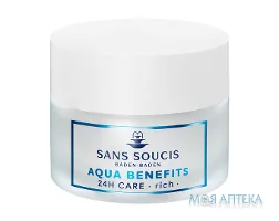 Сан Сусі (Sans Soucis) Крем-догляд для обличчя Aqua Benefits 24h зволоження для сухої шкіри насичений 50 мл