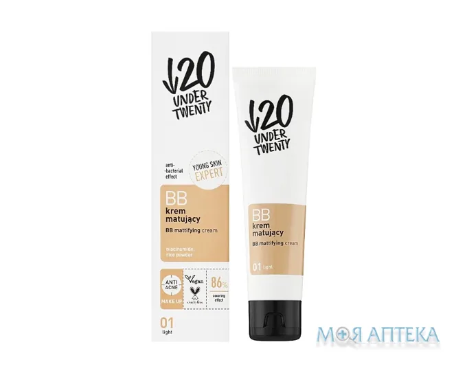 Lirene Under Twenty (Лірен Андер Твенті) ВВ-крем матуючий антибактеріальний тон 01 світлий 60 мл