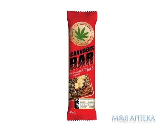 Батончик-Мюслі Cannabis Bar (Канабіс Бар) горіхами, насіння канабісу, 40 г