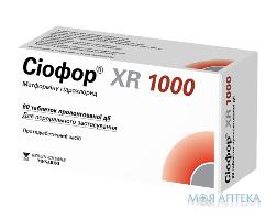Сіофор XR 1000 таблетки прол./д. по 1000 мг №60 (15х4)