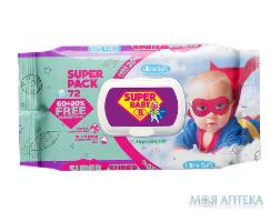 Влажные салфетки детские Super Baby (Супер Беби) ромашка и алоэ №72
