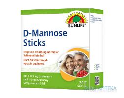 Витамины SUNLIFE (Санлайф) D-Mannose Sticks поддердка иммуной системы и мочевого пузыря порошок в саше по 2.2 г 20 г