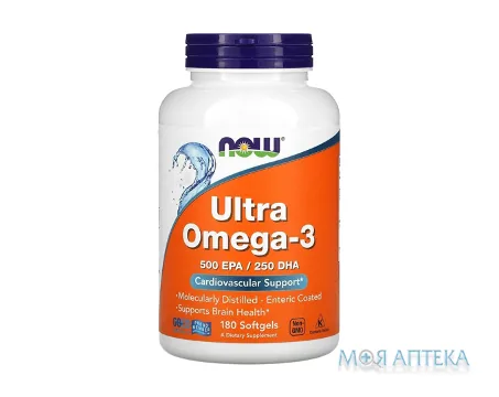NOW (Нау) Ultra Omega-3 (Ультра Омега-3) капсули №180