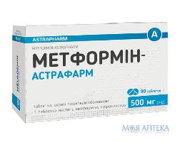 метформин Астрафарм таб. п/пл. об. 500 мг №90 (10х9)