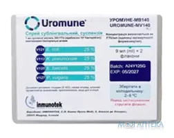 Уромуне-MВ140 спрей сублінгв., сусп. 300 FTU/мл по 9 мл №2 у флак. з розпил.