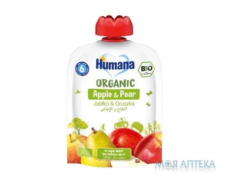 Хумана (Humana) Фруктове пюре яблуко-груша з 6 місяців 90 г