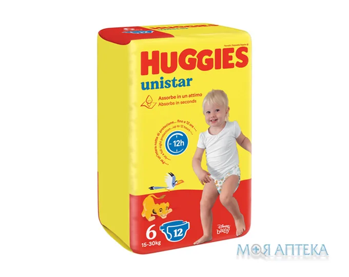 Підгузки Хаггіс (Huggies) Unistar (Юнистар) унисекс р. 6 (15-30 кг) №12