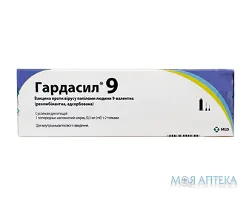 Гардасил 9 (тип 6, 11, 16, 18, 31, 33, 45, 52, 58) сусп. для в/м введ. шприц однораз. 0,5 мл, 1 доза №1