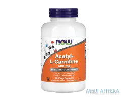 NOW Acetyl-L-Carnitine (Нау Ацетил-L-Карнітин) веганські капсули 500 мг №200