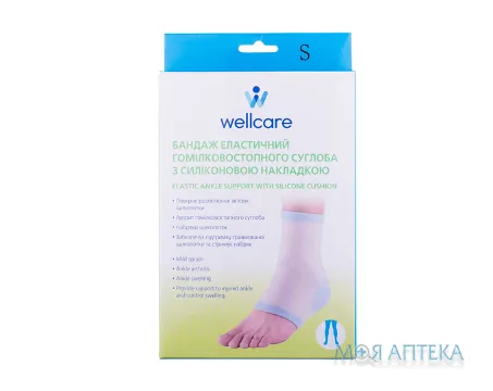 Бандаж для гомілковостопного суглоба WellCare 62024 еластичний з силіконовою накладкою, розмір S