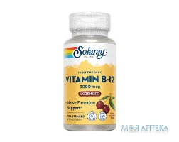 Solaray (Соларей) Вітамін B12 5000 мкг, черешня, льодяники №30