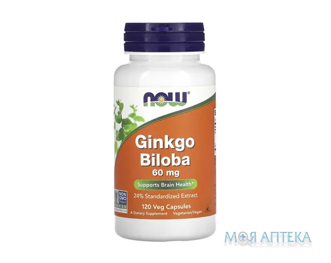 NOW (Нау) Гінкго білоба веганські капс. 60 мг №120