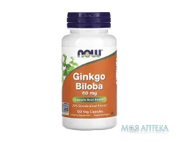 NOW (Нау) Гінкго білоба веганські капс. 60 мг №120