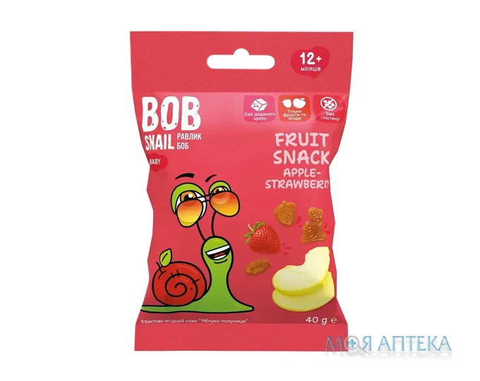 Равлик Боб (Bob Snail) Яблуко-Полуниця снек 40 г