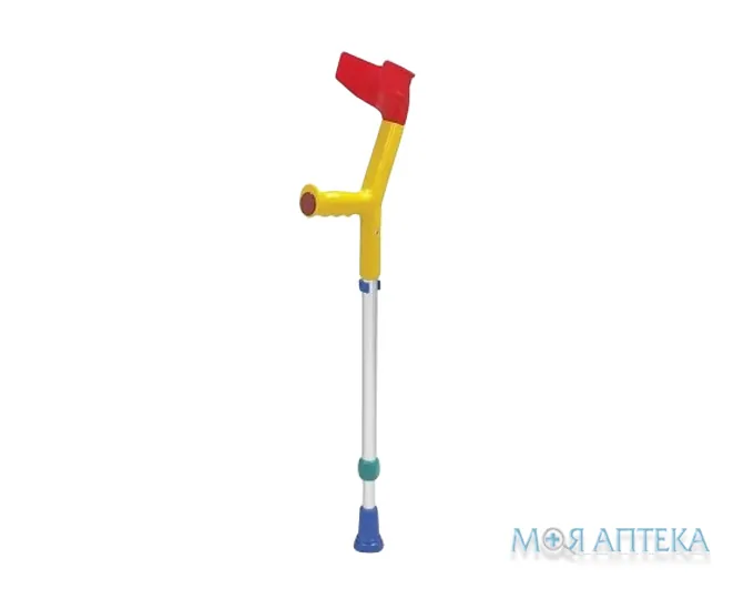 Милиця підлокітна Rebotec FUN-KIDS для дітей з опорою, алюмінієва, колір жовтий-різнокольоровий