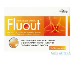 Флюаут Solution Pharm пастилки з екстрактами імбиру і куркуми та ефірною олією лимона №24