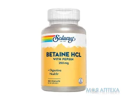 Solaray Betaine HCL with Pepsin (Соларей) Бетаїн HCL та пепсин капсули по 250 мг №180
