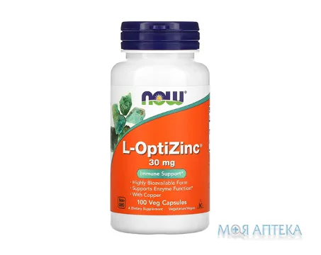 NOW L-OptiZinc (Нау) Оптіцинк капсули по 30 мг №100