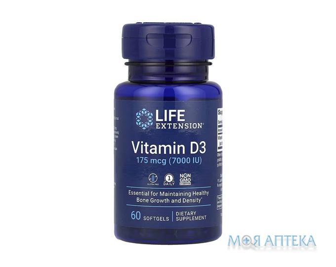 Life Extension (Лайф Екстеншн) Вітамін D3 7000 МО, 60 гелевих капсул