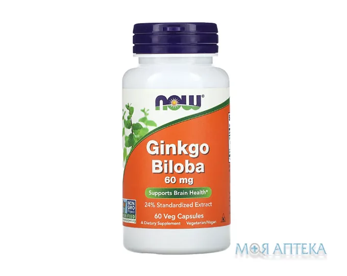 NOW (Нау) Гінкго білоба веганські капс. 60 мг №60