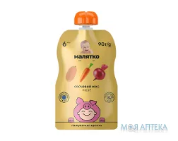 Пюре Малятко Овочевий мікс 90 г, пакет