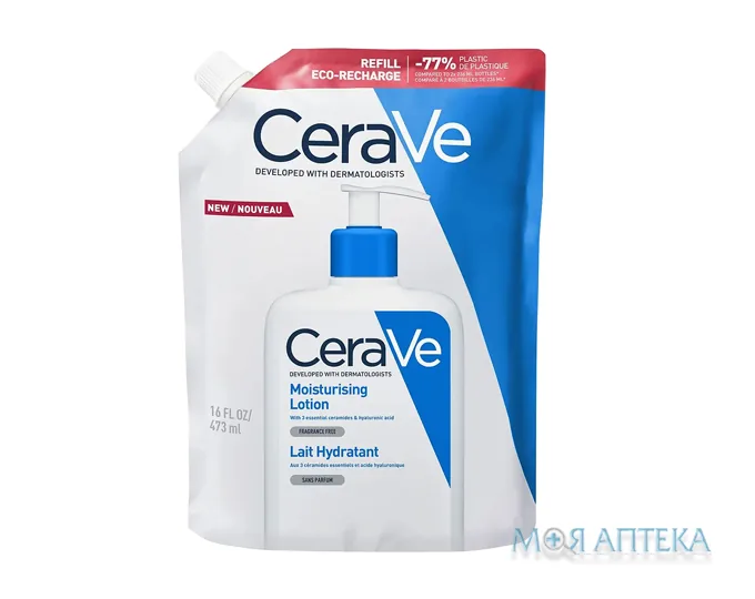 СераВе (CeraVe) молочко зволожуюче для обличчя і тіла 473 мл для сухої і дуже сухої шкіри (рефіл)