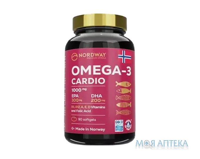 Нордвей (Nordway Omega-3 Cardio) Омега-3 Кардіо капсули по 1000 мг №90