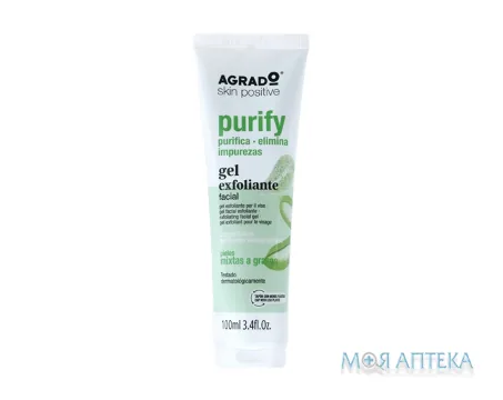 Agrado (Аградо) Гель-скраб для обличчя відлущуючий з алое вера, 100 мл