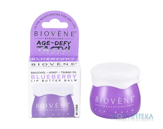 Біовен (Biovene) Бальзам для губ зволожуючий з чорницею та бакучіолом 8 г