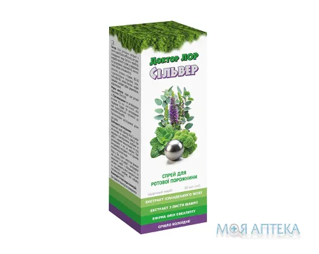 Доктор Лор Сільвер спрей д/рот. порож. по 50 мл у флак. з пульвер.