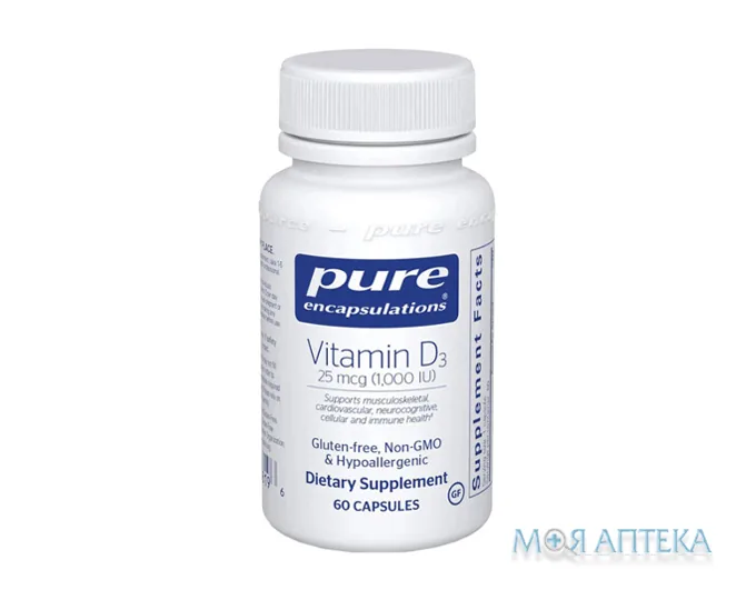 Pure Encapsulations (П`юр Енкапсулейшнс) Вітамін D3 капсули 1000 МО №60