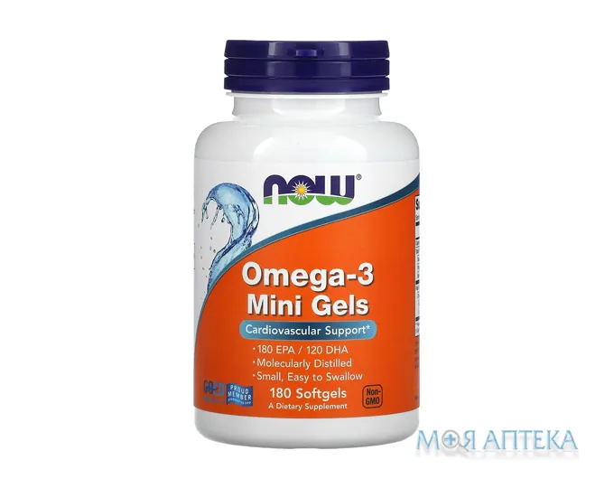 NOW (Нау) Omega-3 (Омега-3) міні-капсули м`які 500 мг №180