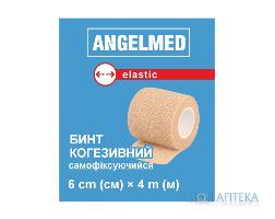 Бинт медицинский самофиксирующий Angelmed (АнгелМед) когезивный эластичный (тканый) размер 6 см х 4 м 1 шт