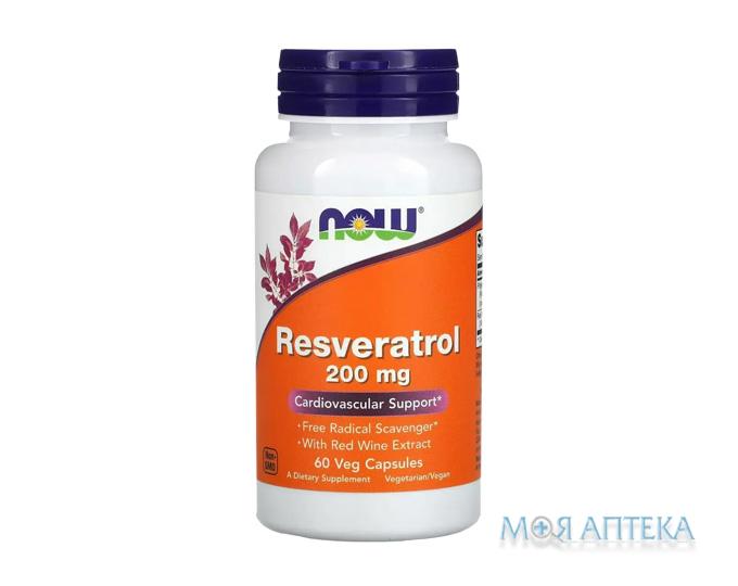 NOW (Нау) Ресвератрол веганські капс. 200 мг №60