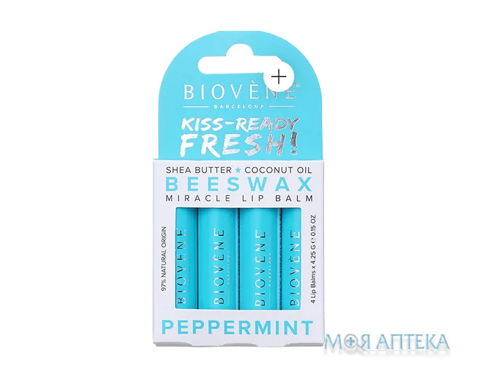 Біовен (Biovene) Бальзам для губ зволожуючий з м`ятою 4 шт