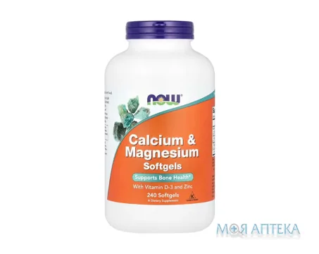 NOW (Нау) Кальцій та Магній з вітам. D і Цинком капс. №240