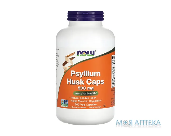 NOW (Нау) Psyllium Husk (Псиліум) веганські капсули 500 мг №500