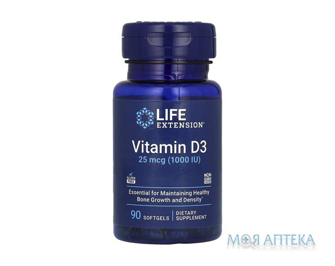 Life Extension (Лайф Екстеншн) Вітамін D3 1000 МО капсули по 25 мкг №90