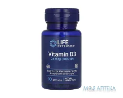 Life Extension (Лайф Екстеншн) Вітамін D3 1000 МО капсули по 25 мкг №90