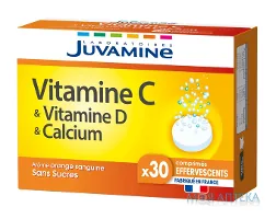 Juvamine (Жувамін) Вітамін С + D + Кальцій таблетки шипучі №30