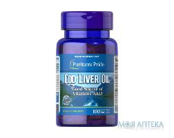 Puritan`s Pride (Пурітанс Прайд) Риб`ячий жир з печінки тріски капсули №100