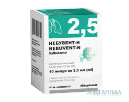 Небувент-Н розчин д/інг. по 2,5 мг/2,5 мл №10 (5х2) в амп. поліет.